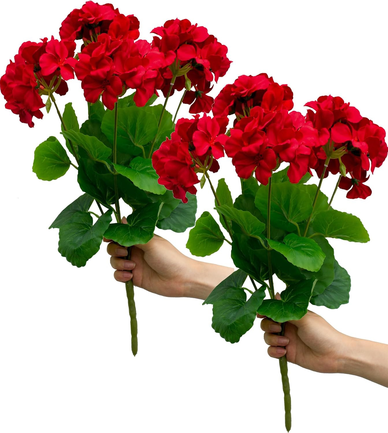 2PCS 18” Artificial Geraniums Silk Flowers Plants Home Outdoor Decor Garden …