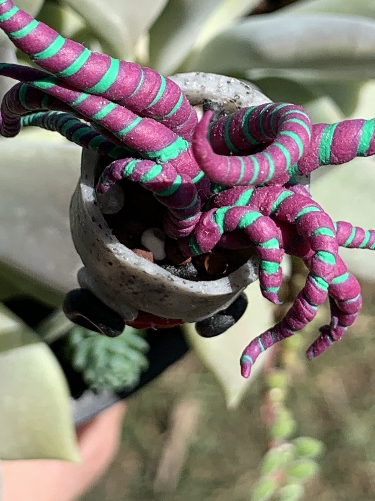 Handmade One Of A Kind Polymer Clay Plant Stick “Pothead” Plant Deco