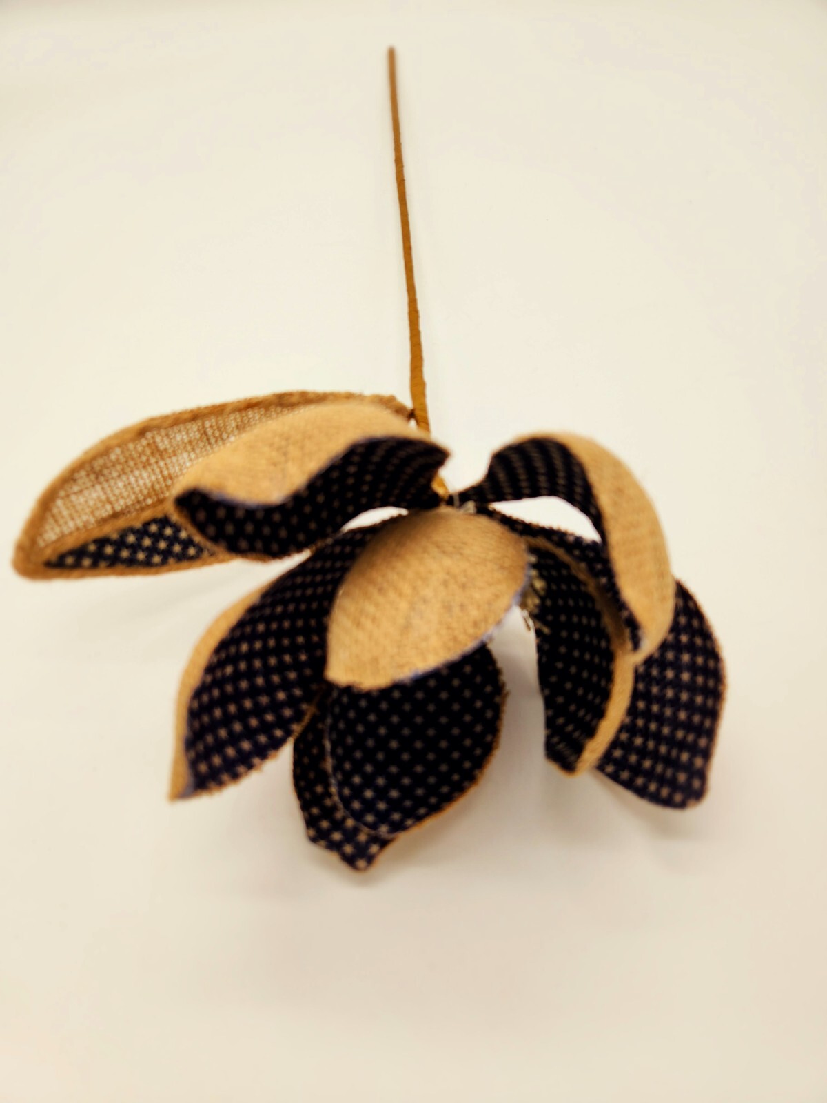 Burlap Patriotic Magnolia Flower Pick Spray Home Decor B828-1 Blue, Navy Blue