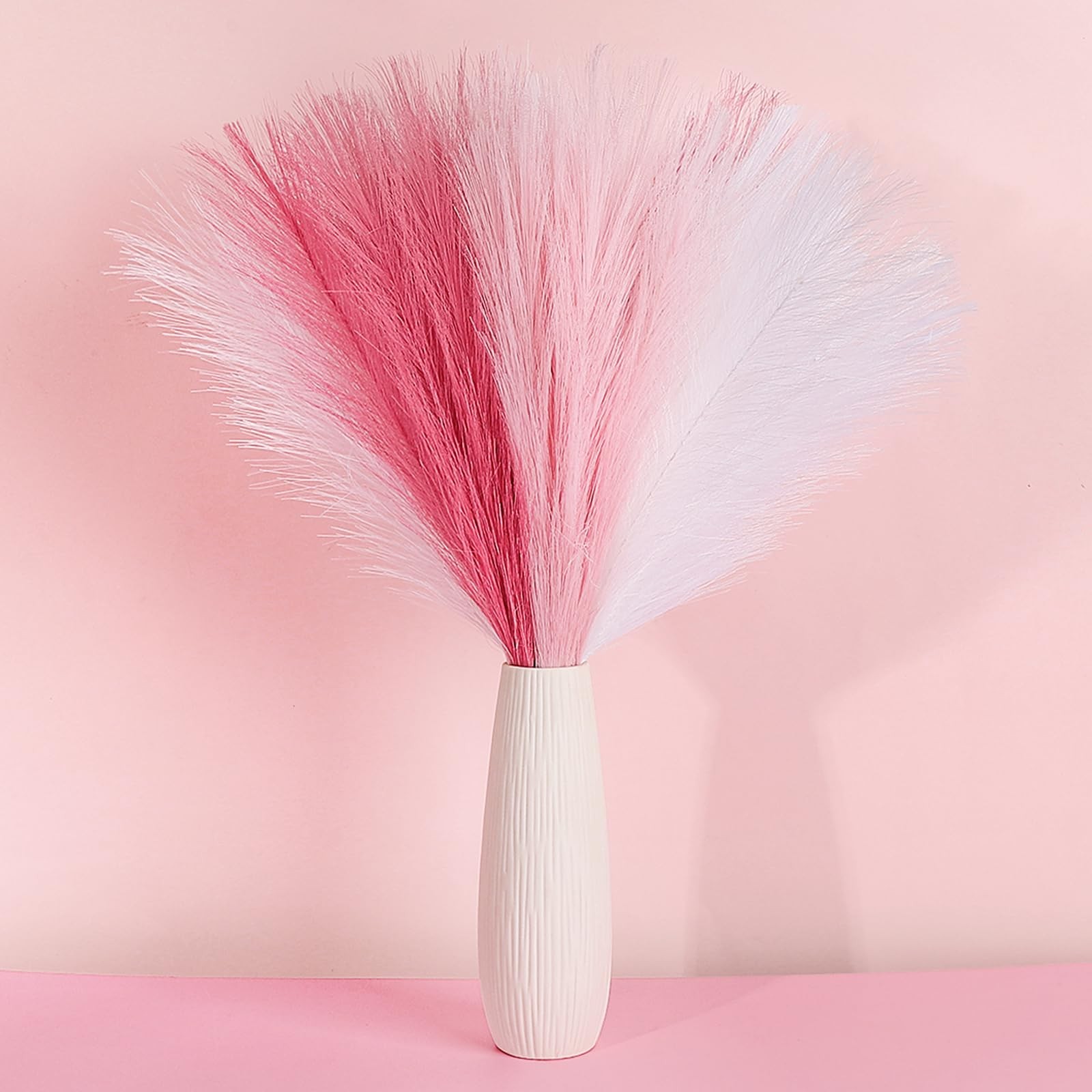 30 Pcs Pink White Pampas Grass Decor: 21.7″ Fluffy Faux Small Pampas Grass Ar…