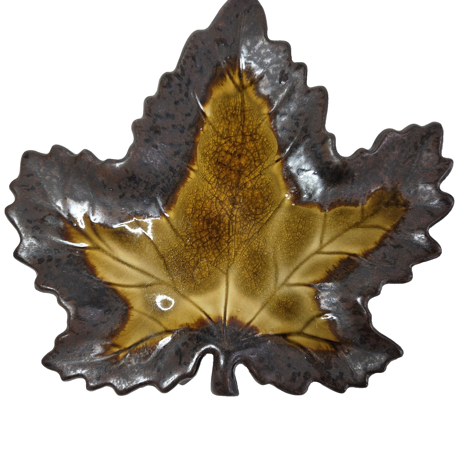 Lyon Home Gallery Glazed Leaf Dish Salt Lake Pottery Ceramic