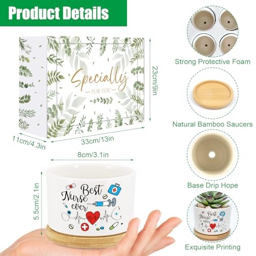 6Pcs Appreciation Gifts Succulent Potss Day Ever Gifts Mini Ceramic Nurse