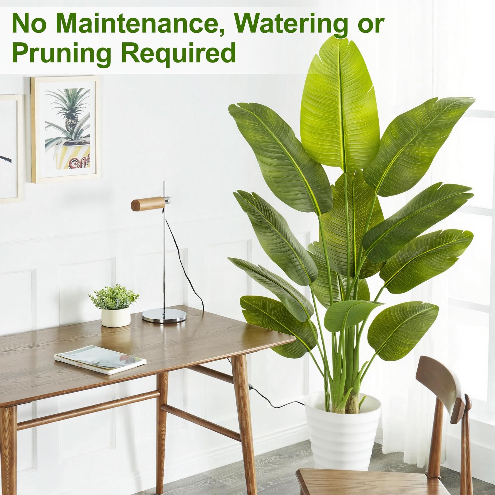 Lifelike Bird of Paradise Artificial Plant,5ft Faux Banana Leaf Tree with 12 …