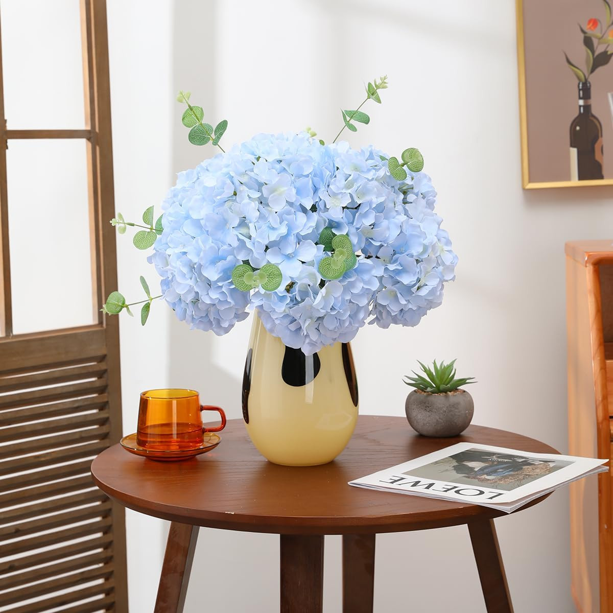 Hydrangea Artificial Flowers -12 pcs Realistic Fake Hydrangea Silk Flowers with
