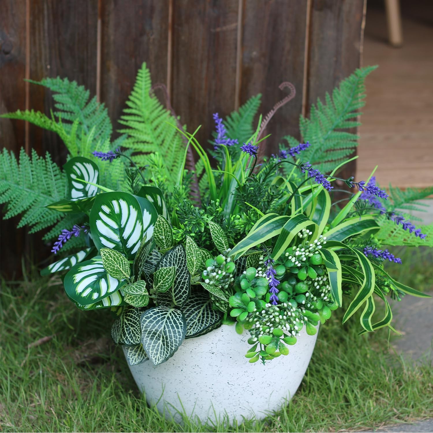 Fake Plant Faux Greenery for Outdoor 9 Bouquets UV Resistant Artificial Reali…