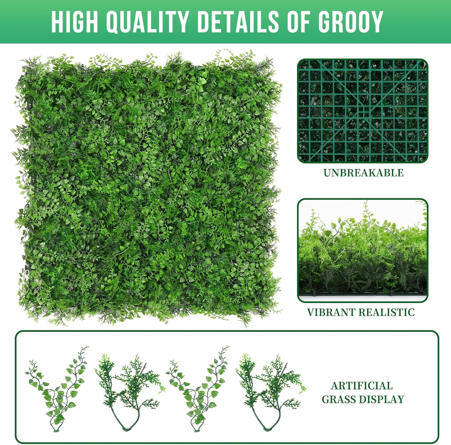20″X20″ Artificial Hedge Grass Wall, 8PCS Boxwood Panels, Greenery Backdrop Panl