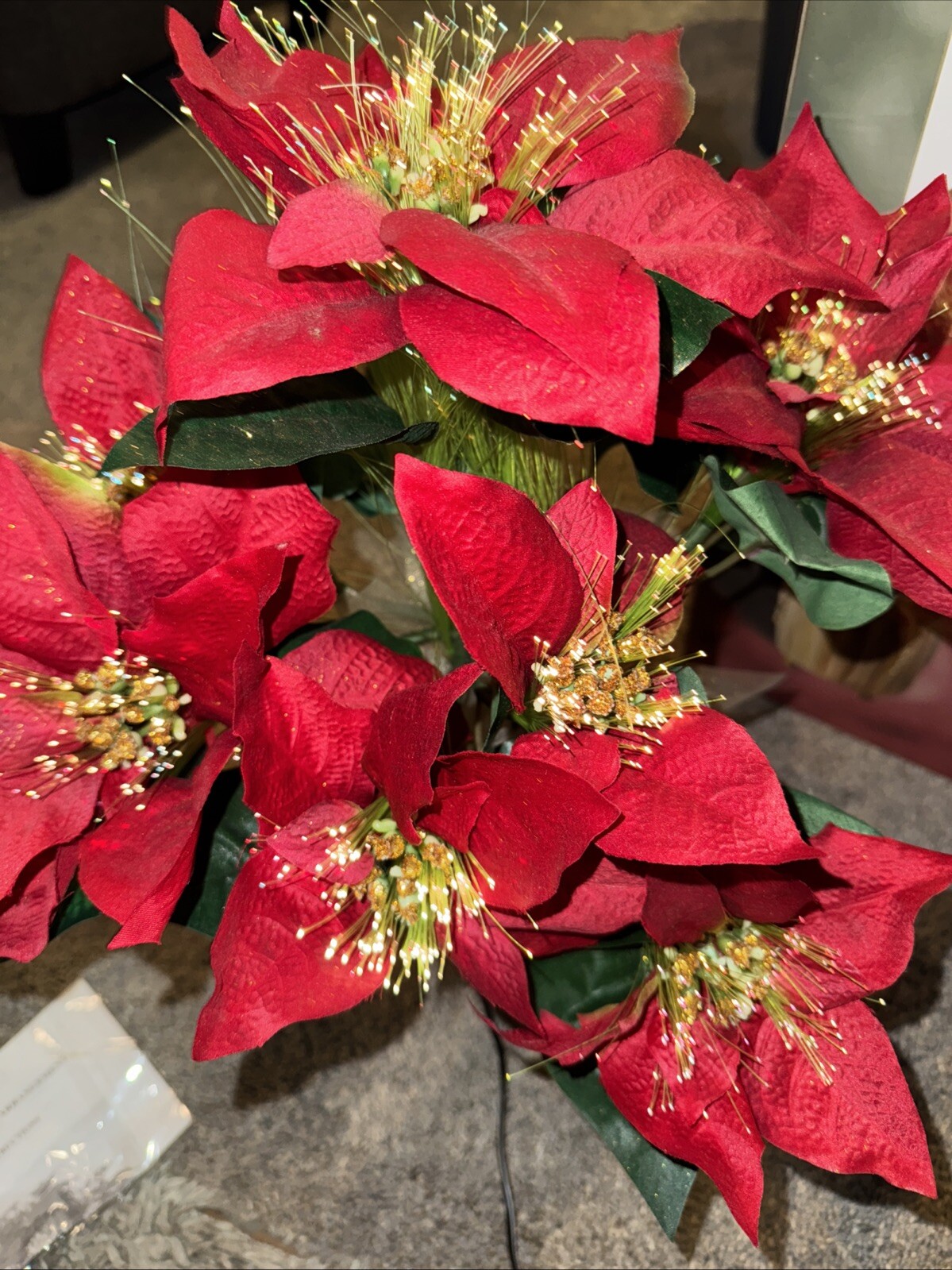 16” Fiber Optic Color Changing Poinsettia Flower Arrangement by Holiday Time