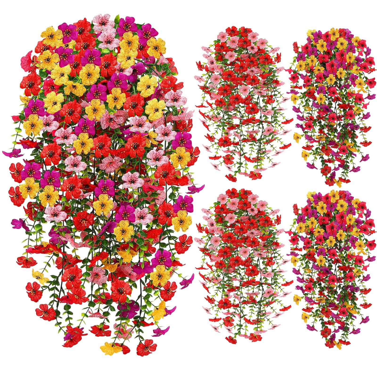 Artificial Flowers Hanging Plants 4 Pack Faux Vines Pothos Fern UV Resistant …