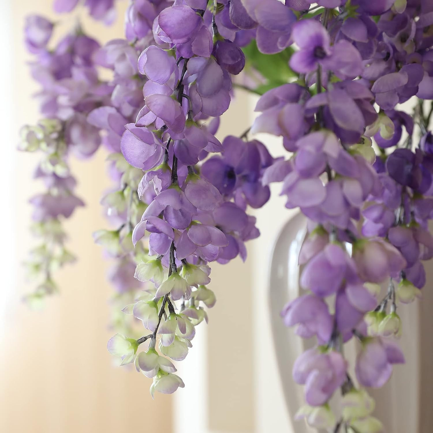 Silk Purple Wisteria Garland – 40” Artificial Flowers for Home & Wedding Decor
