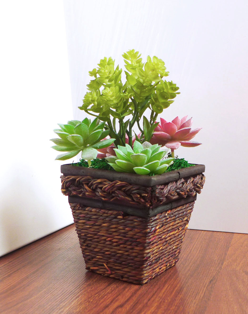 Set of 5 Artificial Grass Mini Flocking Plants Succulents Home Decoration