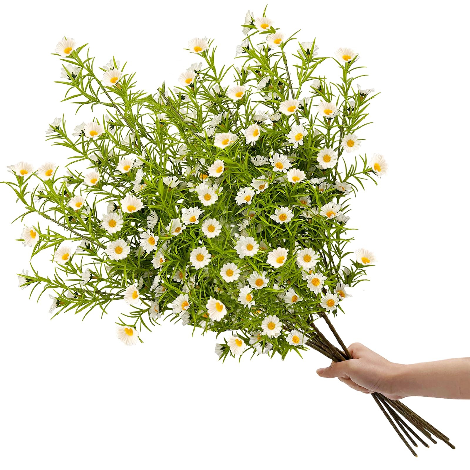 SNAIL GARDEN 192 Blooms Artificial Daisy Flowers, 6Pcs 27.5 Inch Tall Realist…