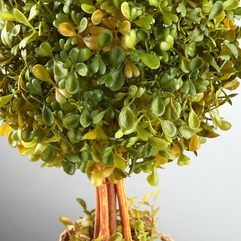 Set of 2 Artificial 15-1/2″ Tall Boxwood Topiaries with Burlap Bases