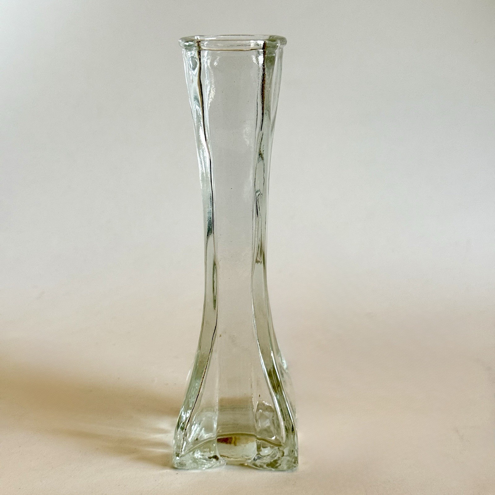 Faux Poppy Arrangement in Glass Bud Vase 10” Tall Red Yellow Floral