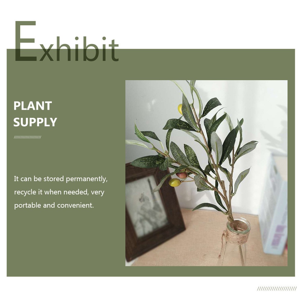 2Pcs Wear Resistant Plastic Olive Branch Decorative Plants for Office and Home
