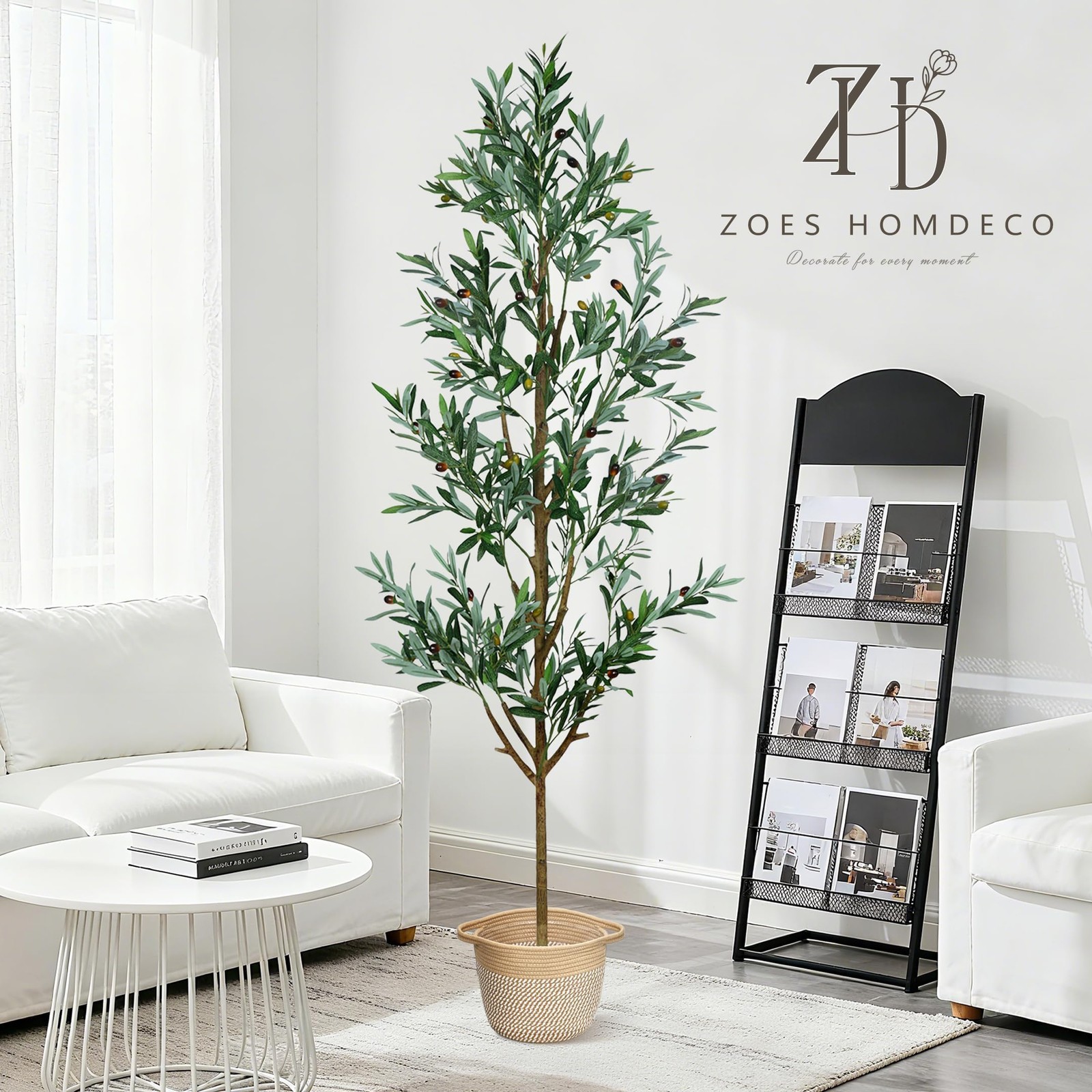 Faux Olive Tree 6ft, Fake Olive Trees Artificial Indoor with Planter & Basket…