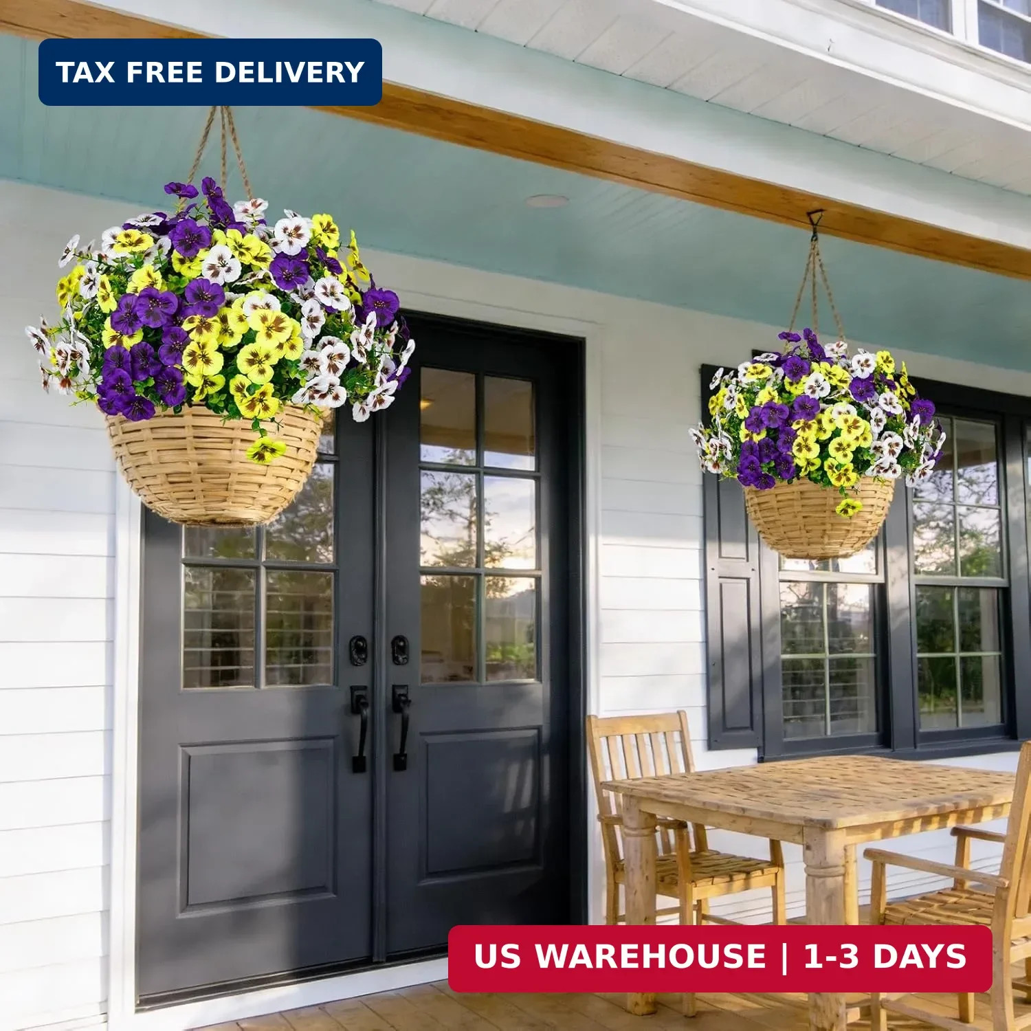 24 Pcs Artificial Fake Pansy Flowers for Outdoor,Faux Silk Plants Flowers UV Res