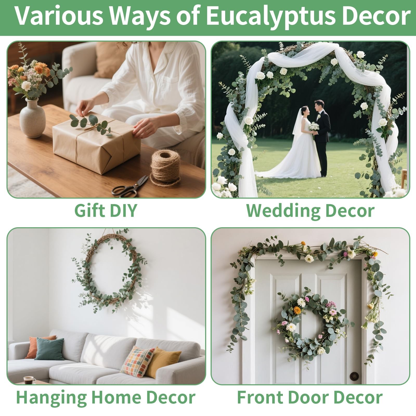 12PCS Dried Eucalyptus Bundle 17” Real Eucalyptus Stems 100% Natural Fresh L…