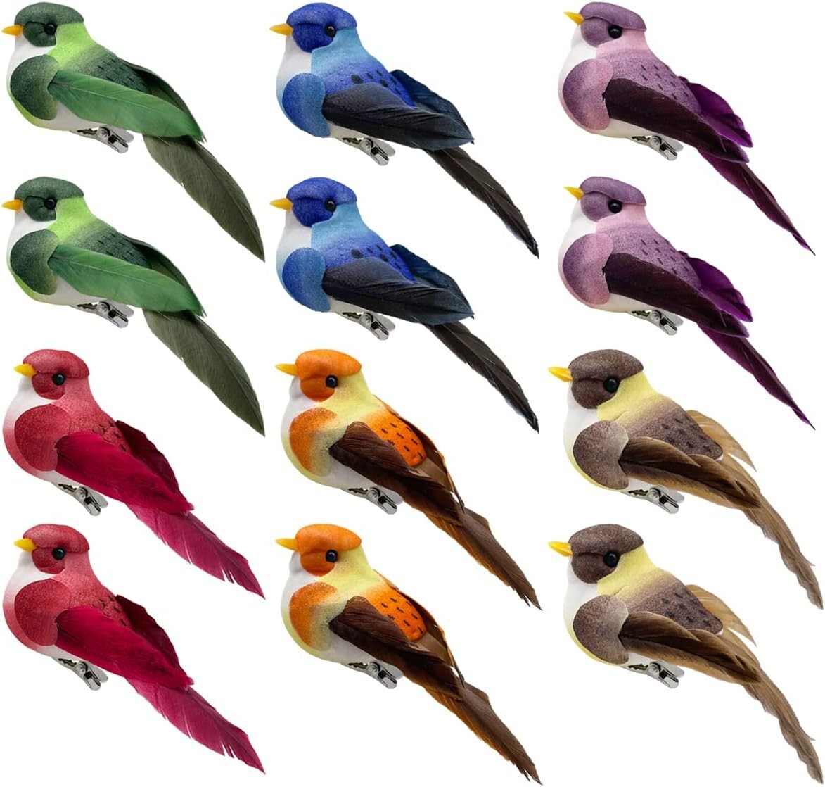 Adorable 12pcs Foam Feather Birds – Ideal for Holiday & Event Decorations