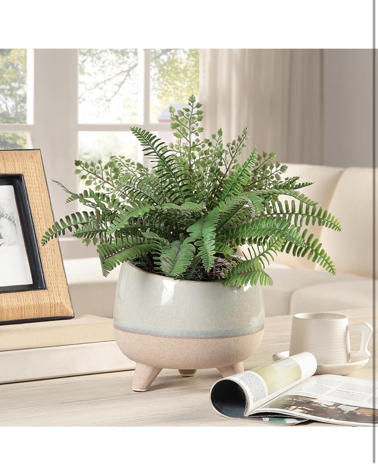 Artificial Boston Fern Plants Bushes Faux Plants Shrubs Greenery for House,