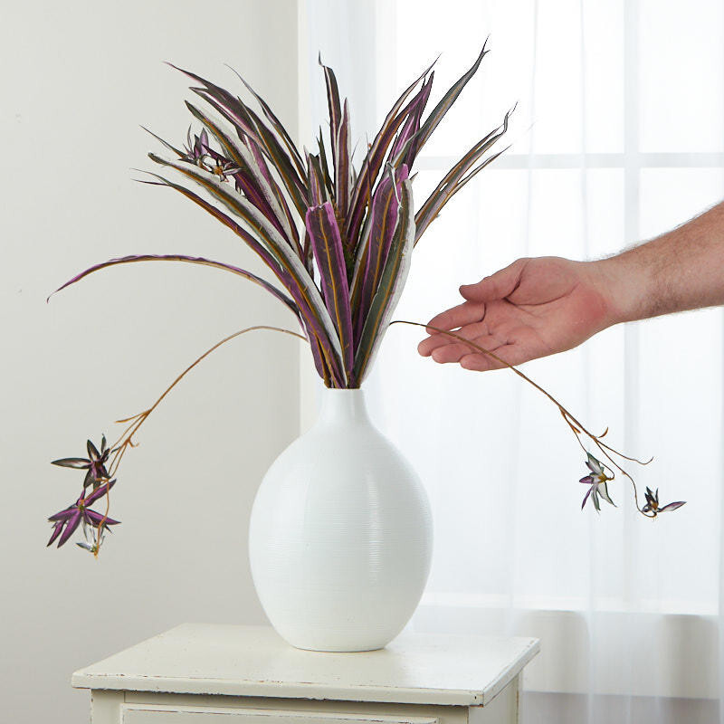 Lot of 2 Green and Purple Artificial Spider Plant 18″ Bushes