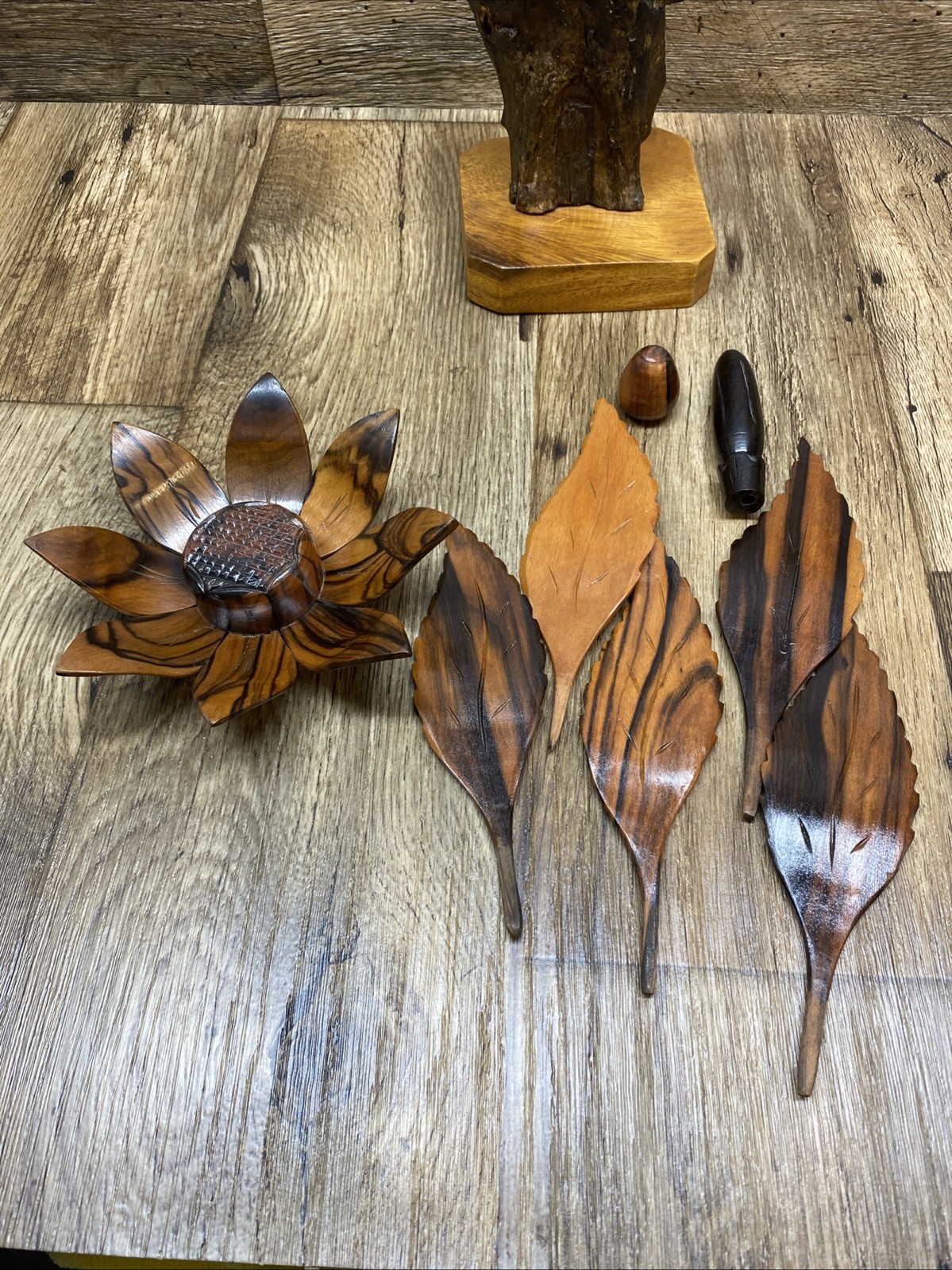 Wood Flower Arrangements Carved Hardwood Decor