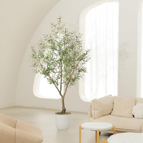 Faux Olive Tree with Thick Lifelike Branches, Realistic Leaves | Olive 7ft