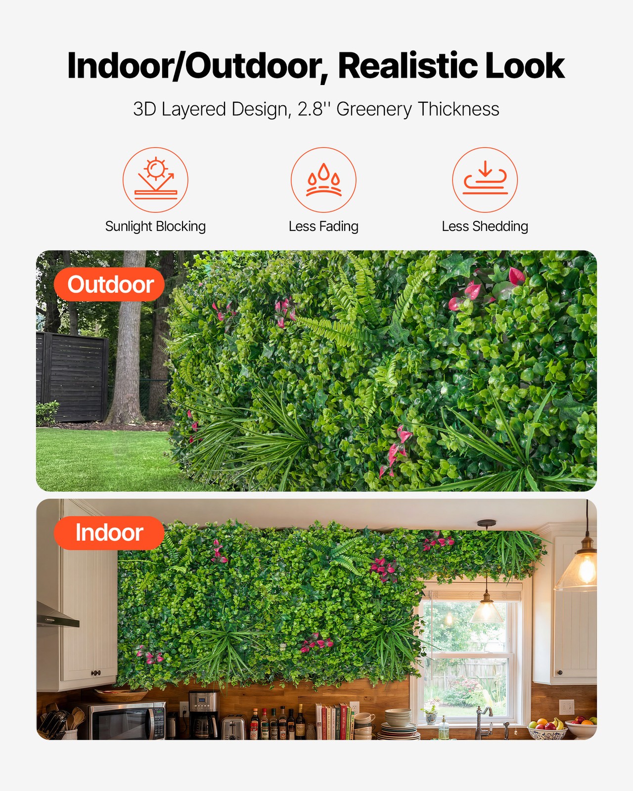 VEVOR Artificial Plant Wall 16PCS 20 x 20 in Boxwood Panels Greenery Backdrop