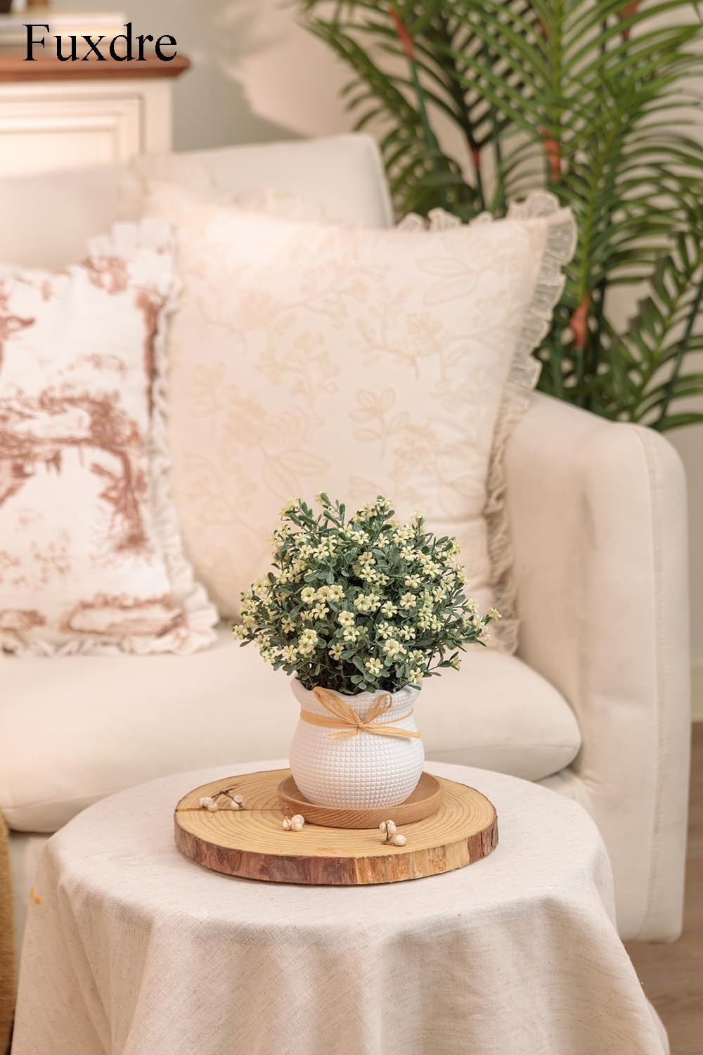 2 Pack Faux Small Desk Plants in Vintage Pots for Home Office Decor