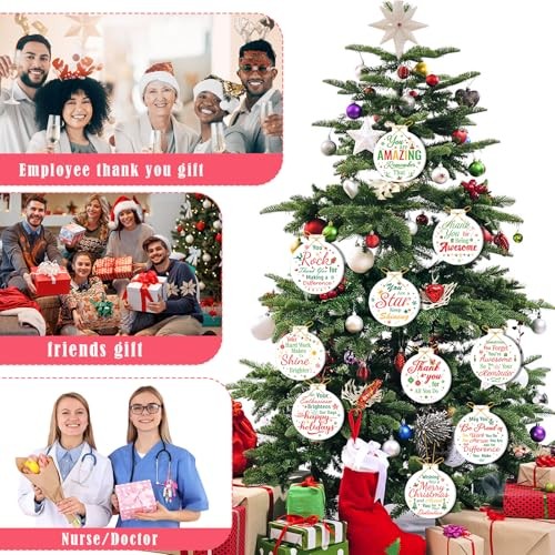 10pcs Employee Christmas Thank You Ornament for Coworkers, Acrylic Christmas