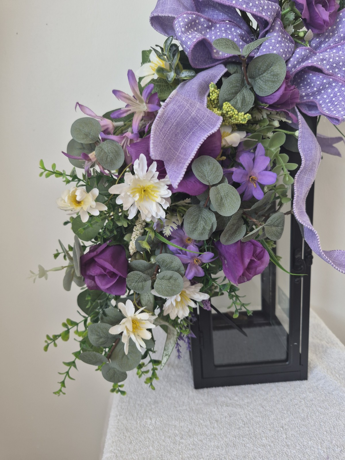 24 Inch Purple Floral Swag for Door, Lantern or Wall Handmade