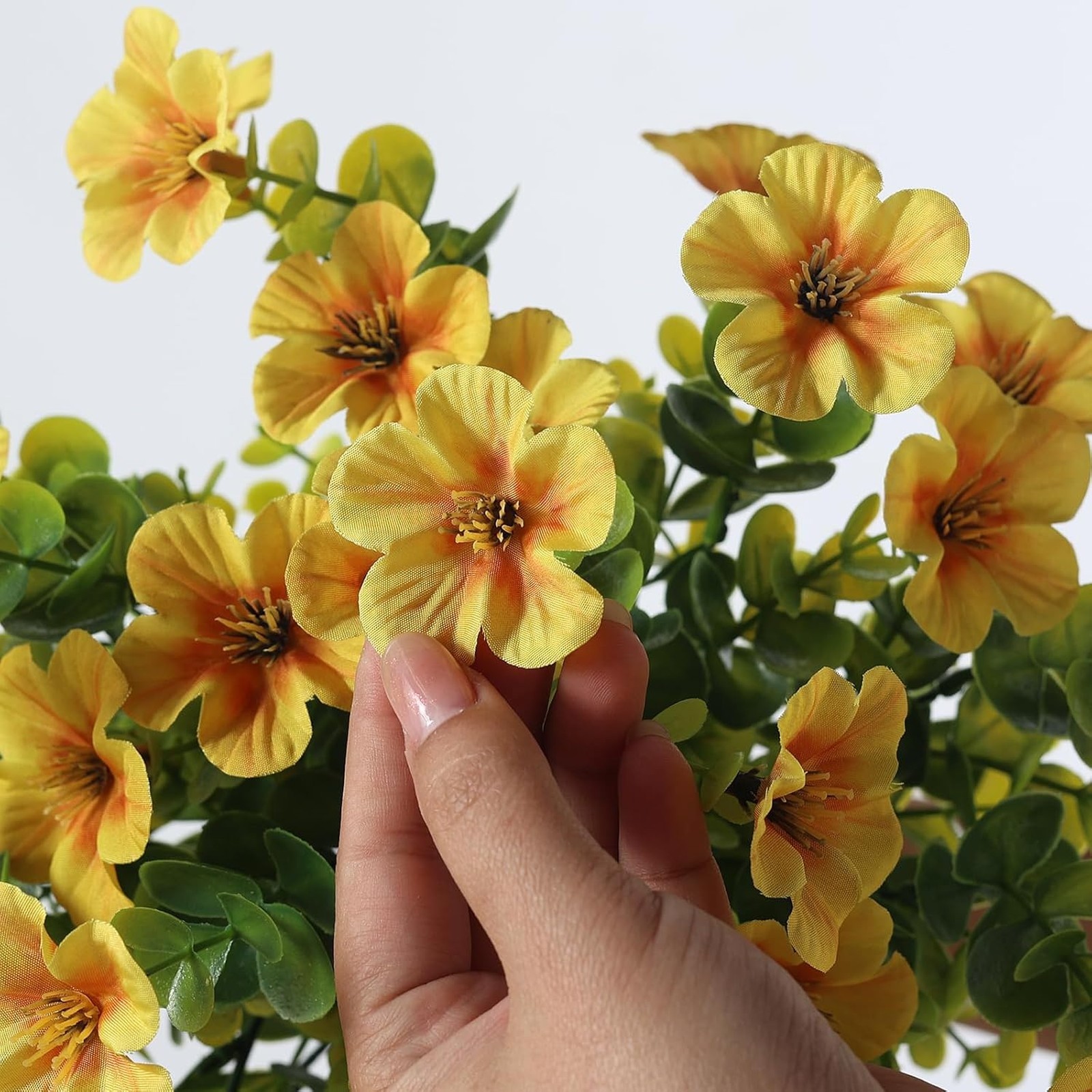 Artificial Hanging Morning Glory Flowers Set of 4 Silk Fake Outdoor Garden Decor