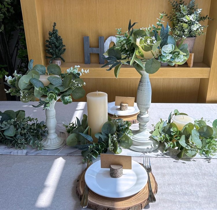 Artificial Eucalyptus Candle Rings – Set of 4 Greenery Wreaths for Holders