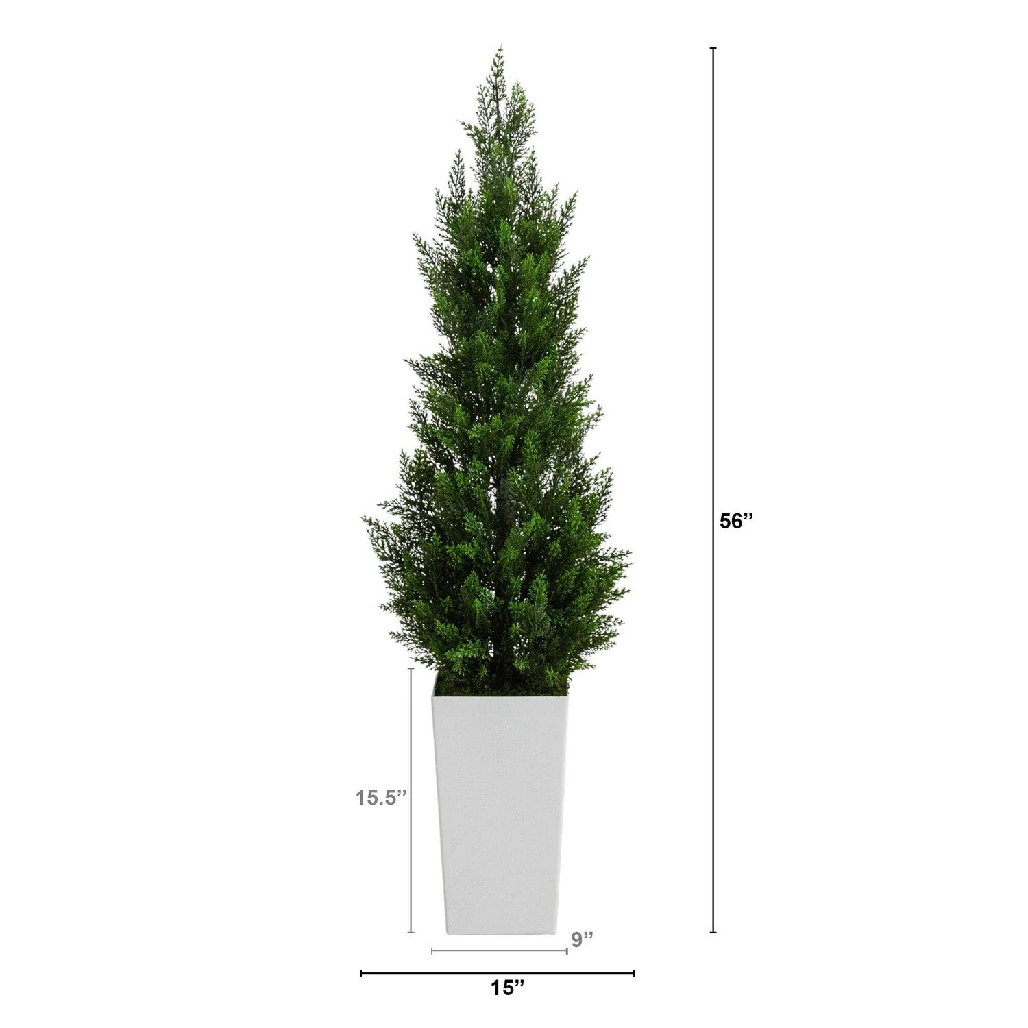 56”UV Resistant Artificial Cedar Tree in White Planter Indoor/Outdoor