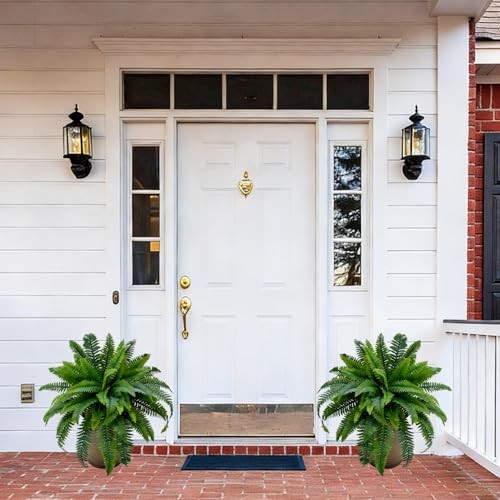 Artificial Boston Fern 2 Set Large 55 Branches Fake Ferns for 35″ 2pcs