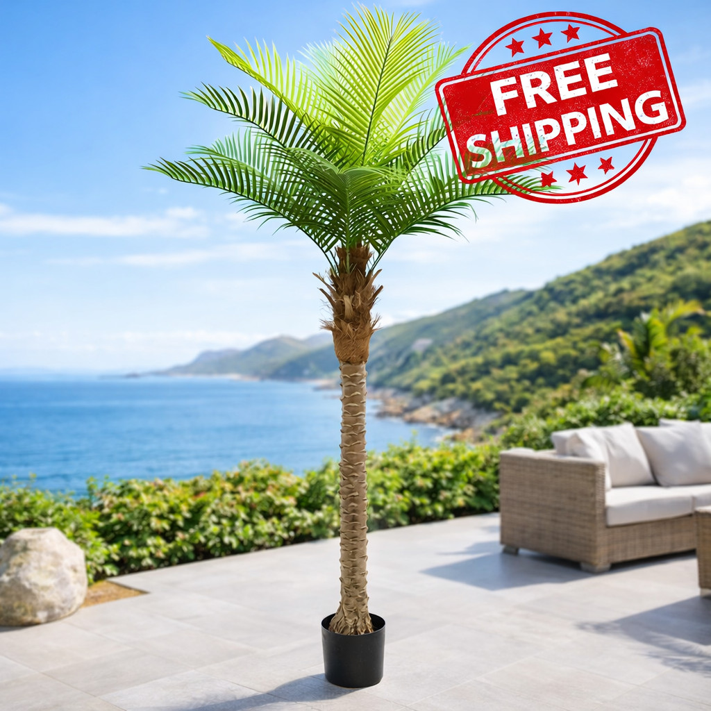 Artificial Coconut Palm Tree 5-6ft Tropical Indoor Plant Decor with Planter🌴
