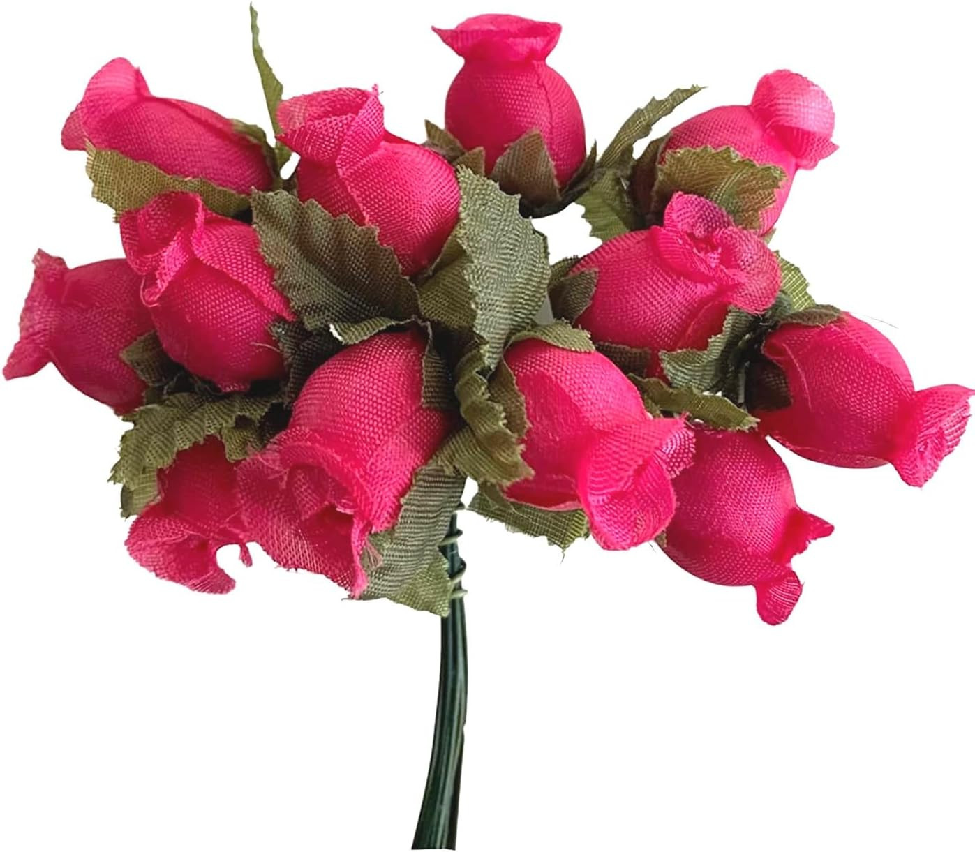 Hot Pink Artificial Silk Flower Roses – 12 Mini Bouquets of 12 Rosebuds, 144 Fuc
