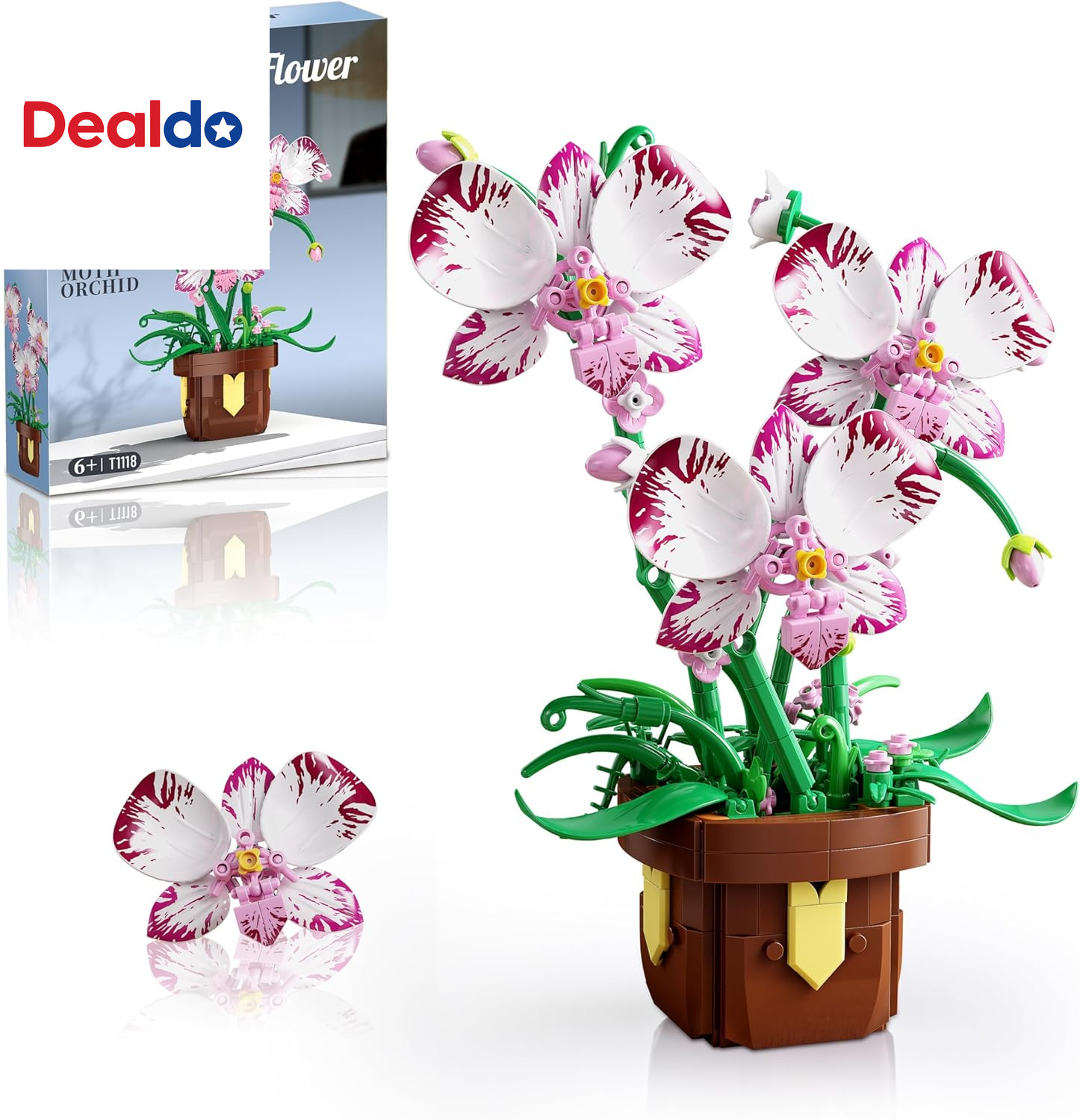 Flowers Botanicals Orchid Building Set – Artificial Flower Building Blocks for A