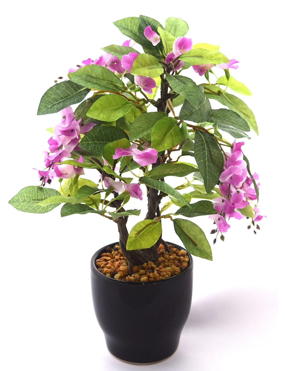 Fourwalls Polyester Artificial Westeria Plant With Ceramic Pot 25cm