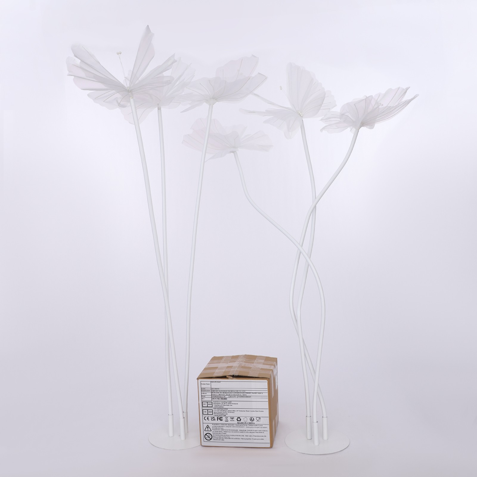 Butterfly Decoration with Standing Base, Artificial Decoration Butterflies White