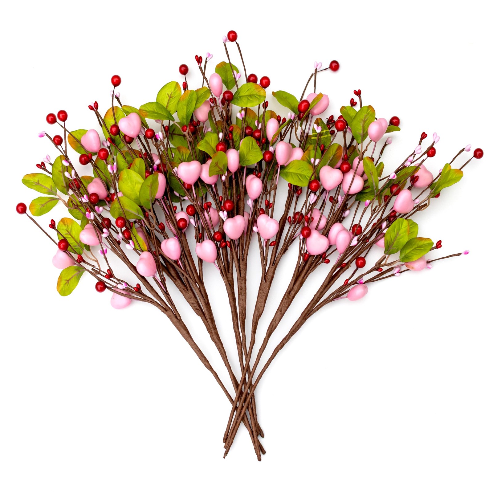 Valentines Day Decorations Floral Picks Stems – 8Pcs,16 Inch Artificial Pink …