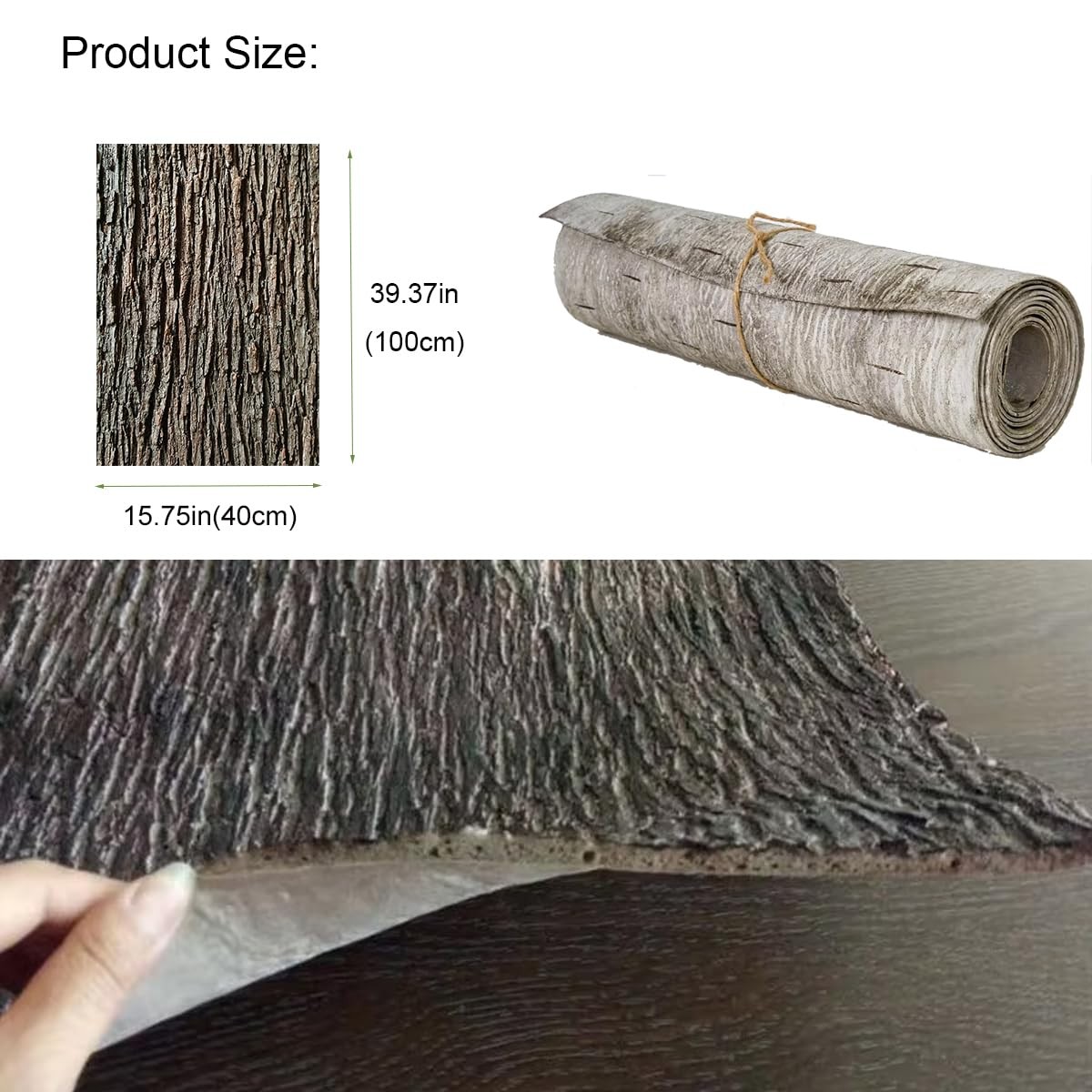 Artificial Tree Bark 15.75×39.37 Inch Fake Decor Cuttable Simulation Panel