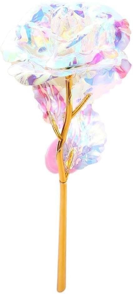 Rainbow Rose Galaxy Glass Flower, Colorful Artificial Rose, Valentine’s Day G…