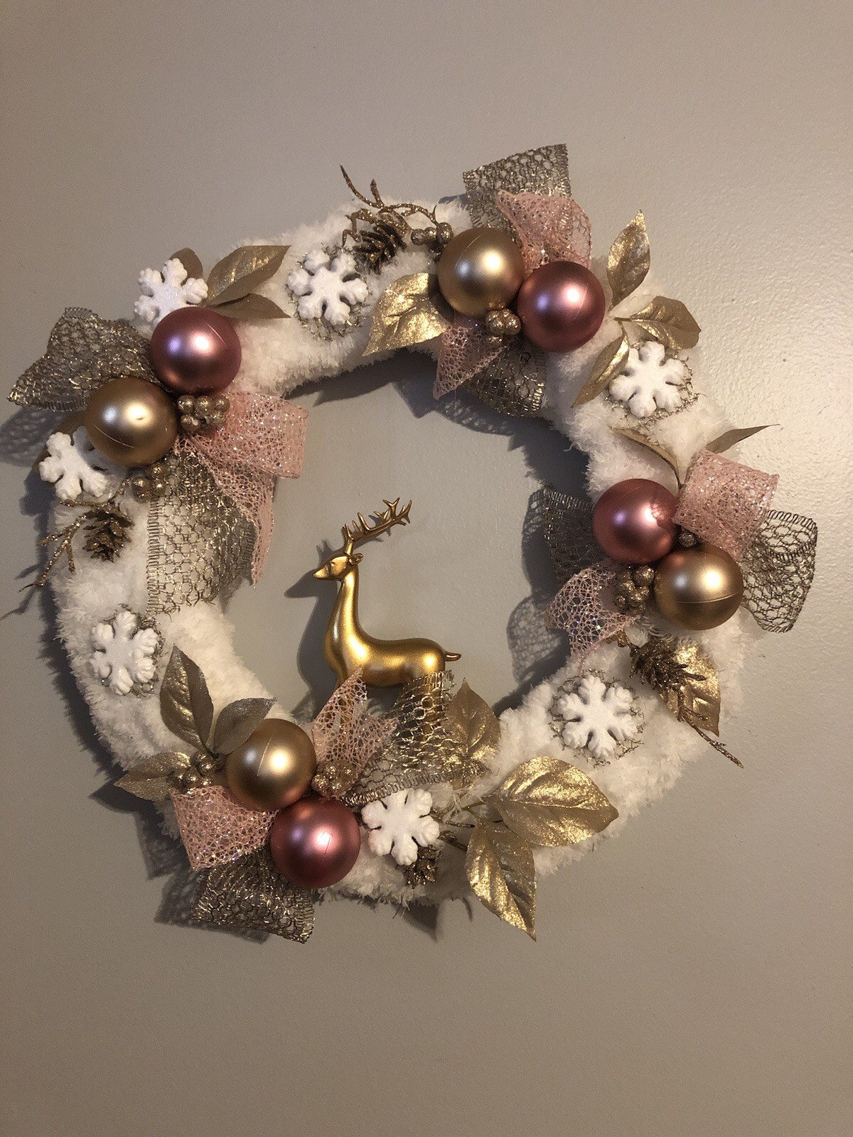 Christmas 15” Reindeer Wreath, Homemade