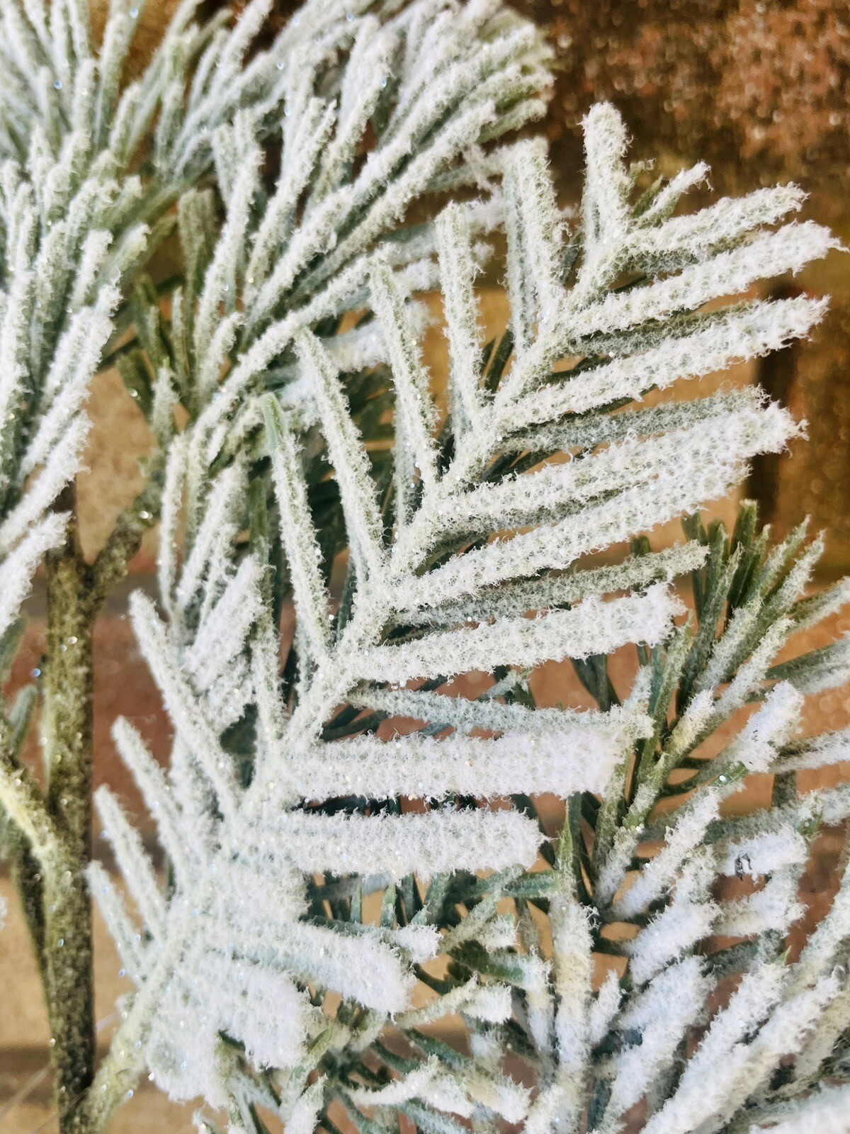 Flocked Pine Pick, 24” Christmas Or Winter