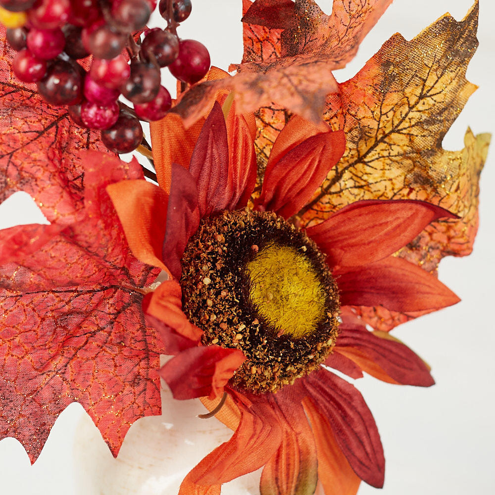 Group of 4 Artificial Fall Leaf and Sunflower Floral Embellishing 12-1/2″ Picks