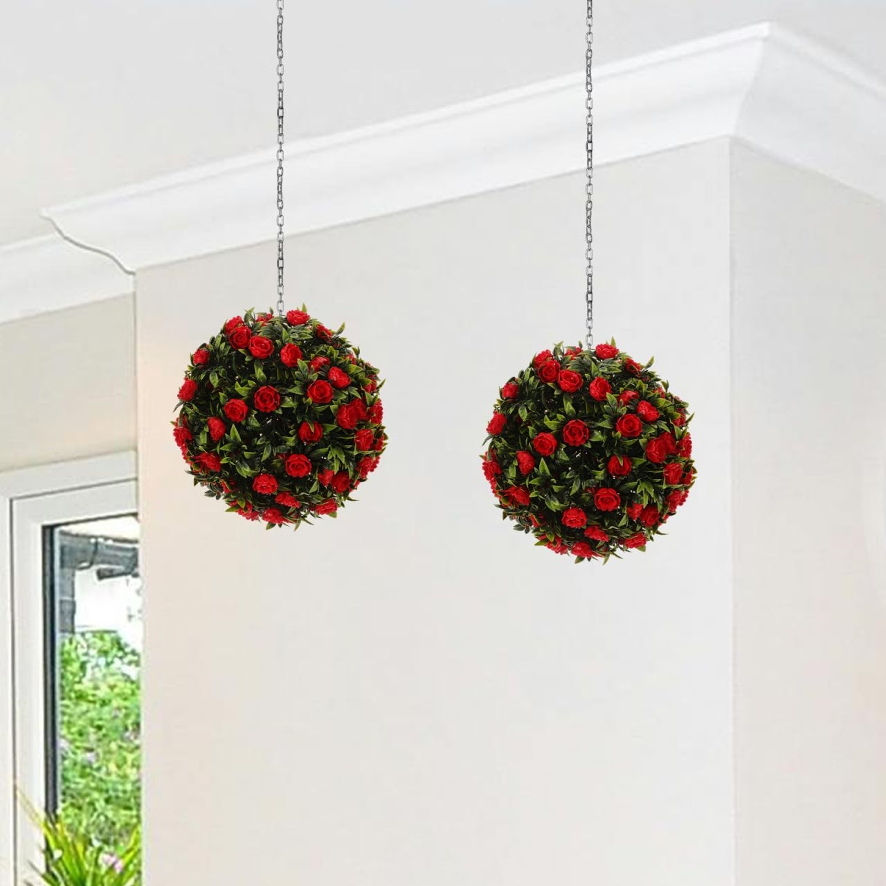 Artificial Topiary 8.66In Decorative Round Greenery Sphere for Wedding Home P…