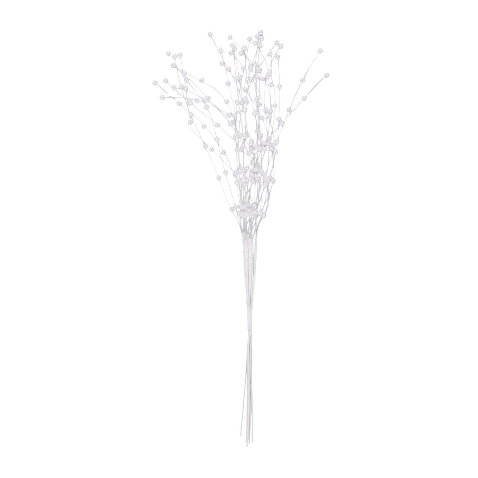 White 50PCS Pearl Beaded Stems 4mm Bead String Garland Floral Picks Flexible BT0