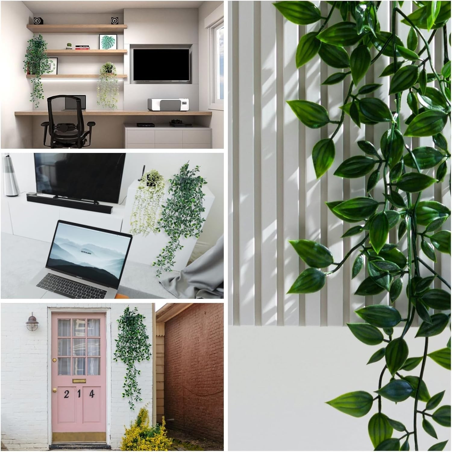 2pcs Fake Hanging Plants for Room Decor,Artificial Potted Plants Eucalyptus f…