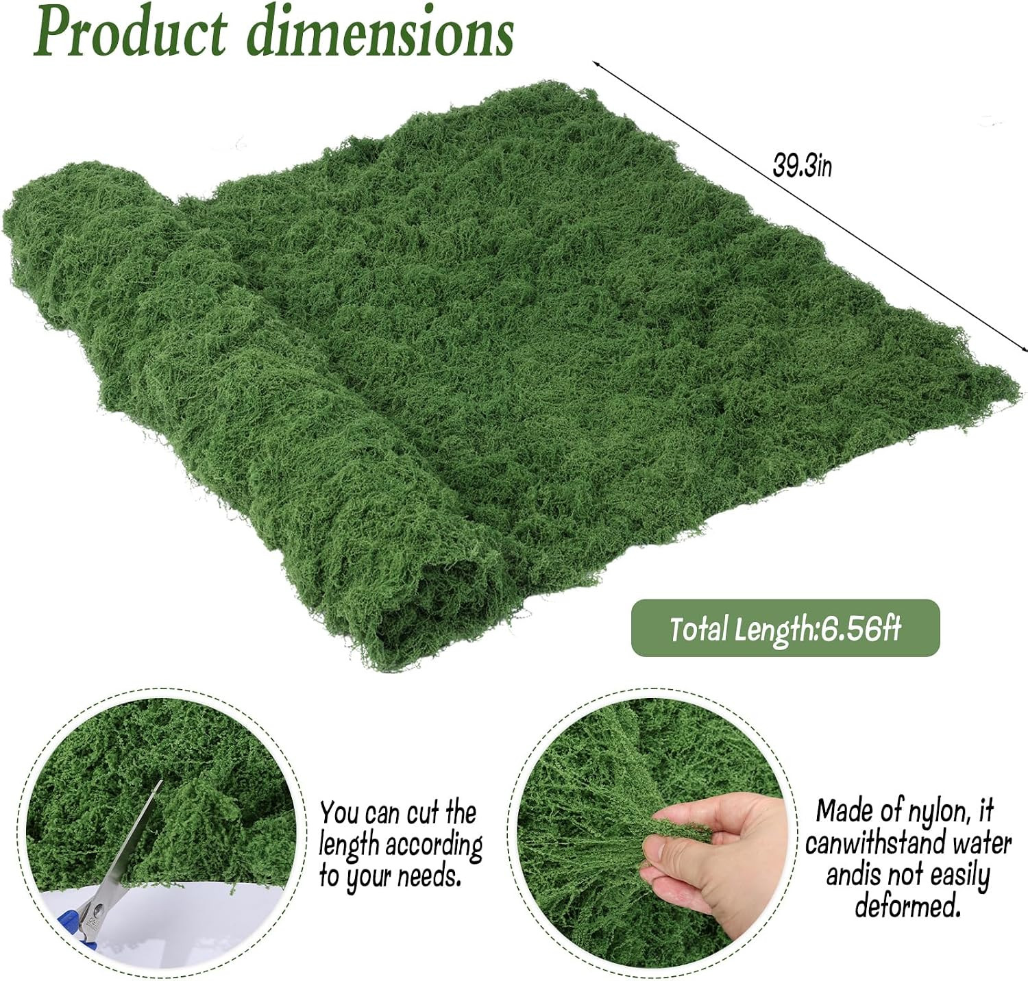 Artificial Moss Mat, 39″ X 78″ Large Fake Moss Sheet for Crafts & Planters