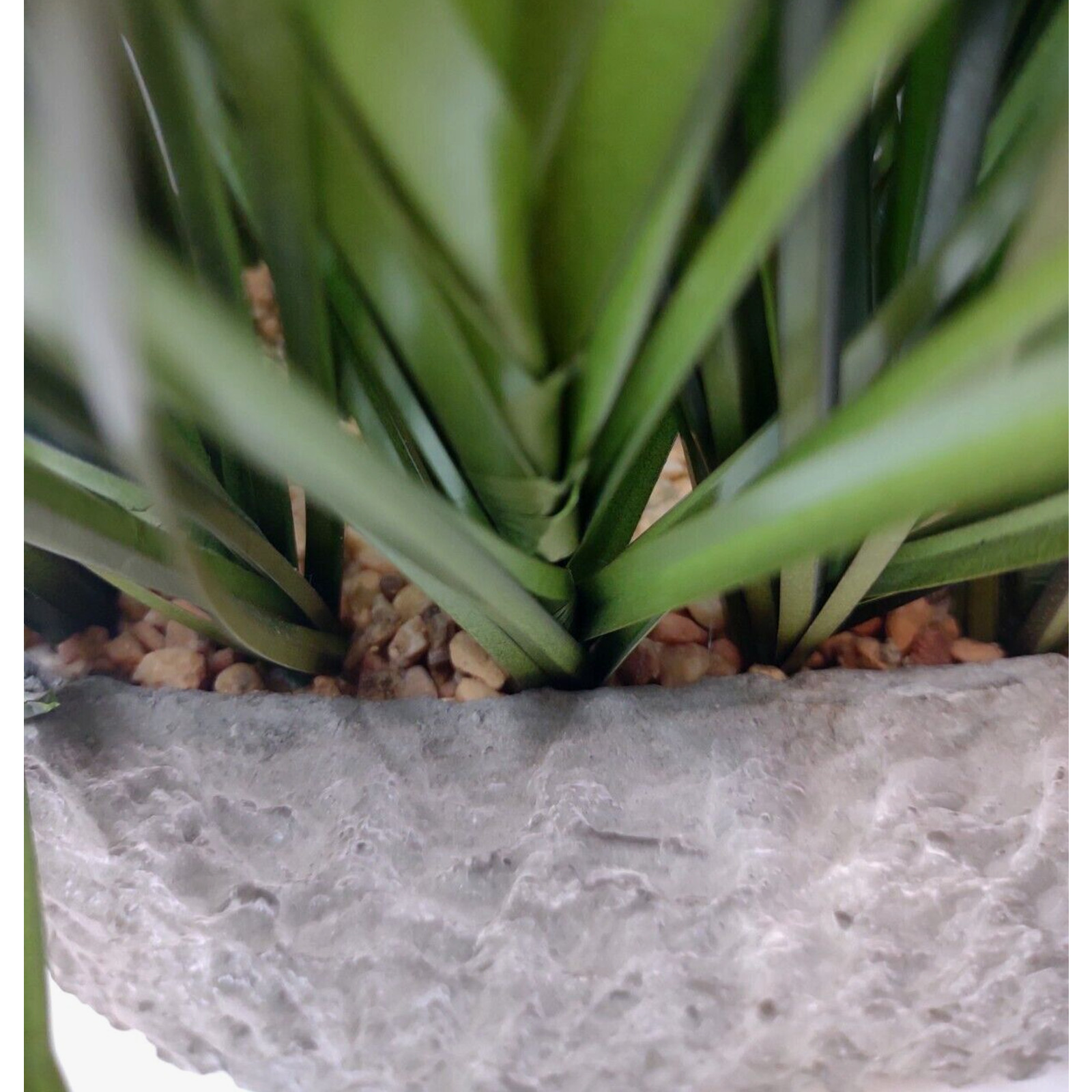 Faux Grass Center Piece Arrangement Rock Filled Cast Textured Vase 24” Tall